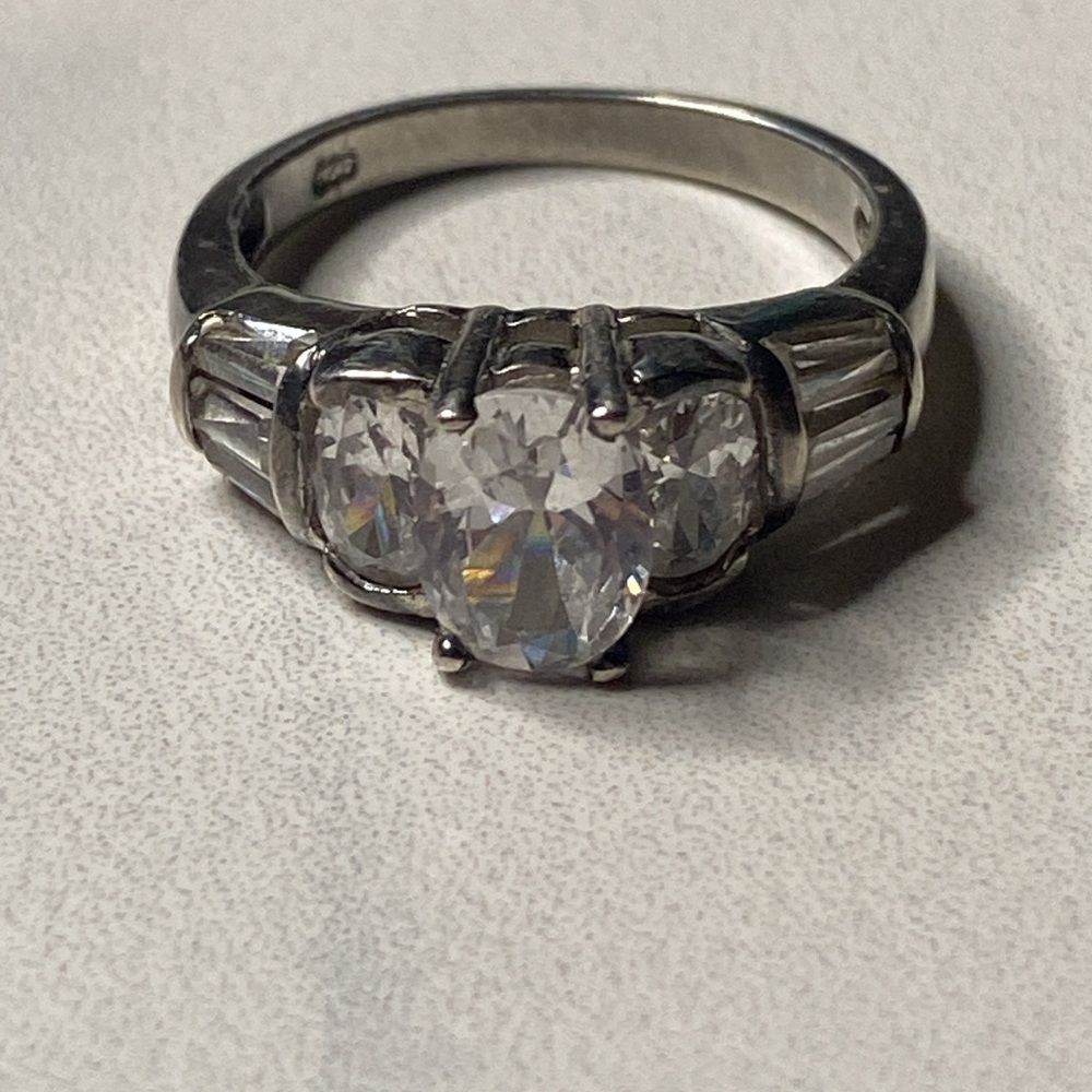 9 stone‎ sterling silver CZ size 7 ring 925